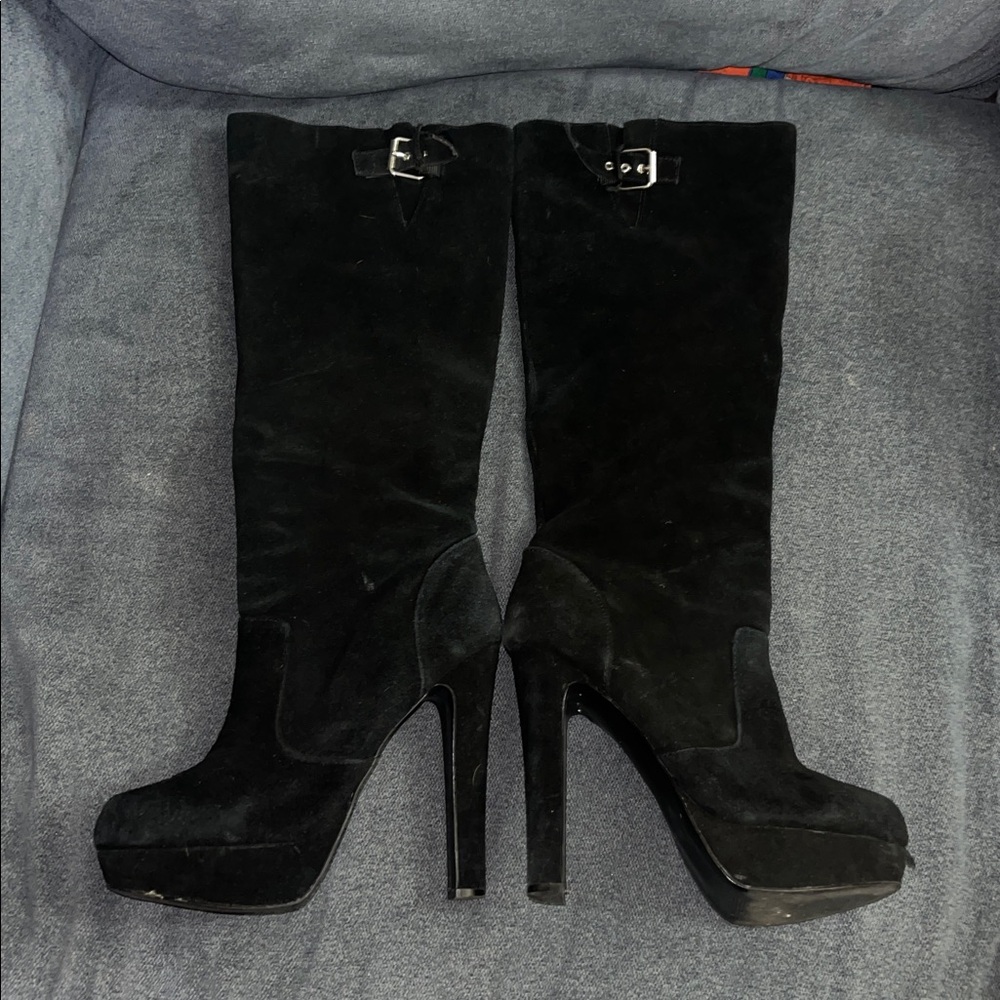 Steve Madden Elegant Black High Heel Platform Boots size - Picture 2 of 7